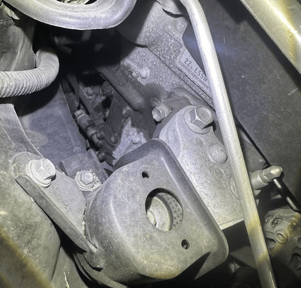 Engine bay components documented during a vehicle inspection